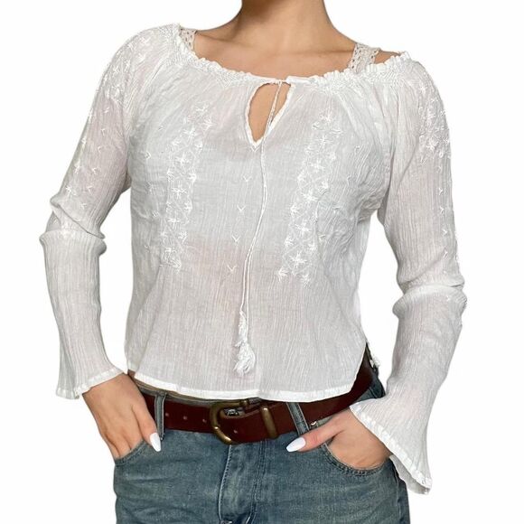 Y2K Guess Jeans Dainty White Blouse Top - Picture 1 of 7